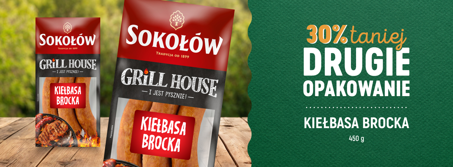 Sokołów Kiełbasa Brocka 450 g - drugie opakowanie 30% taniej przy zakupie 2
